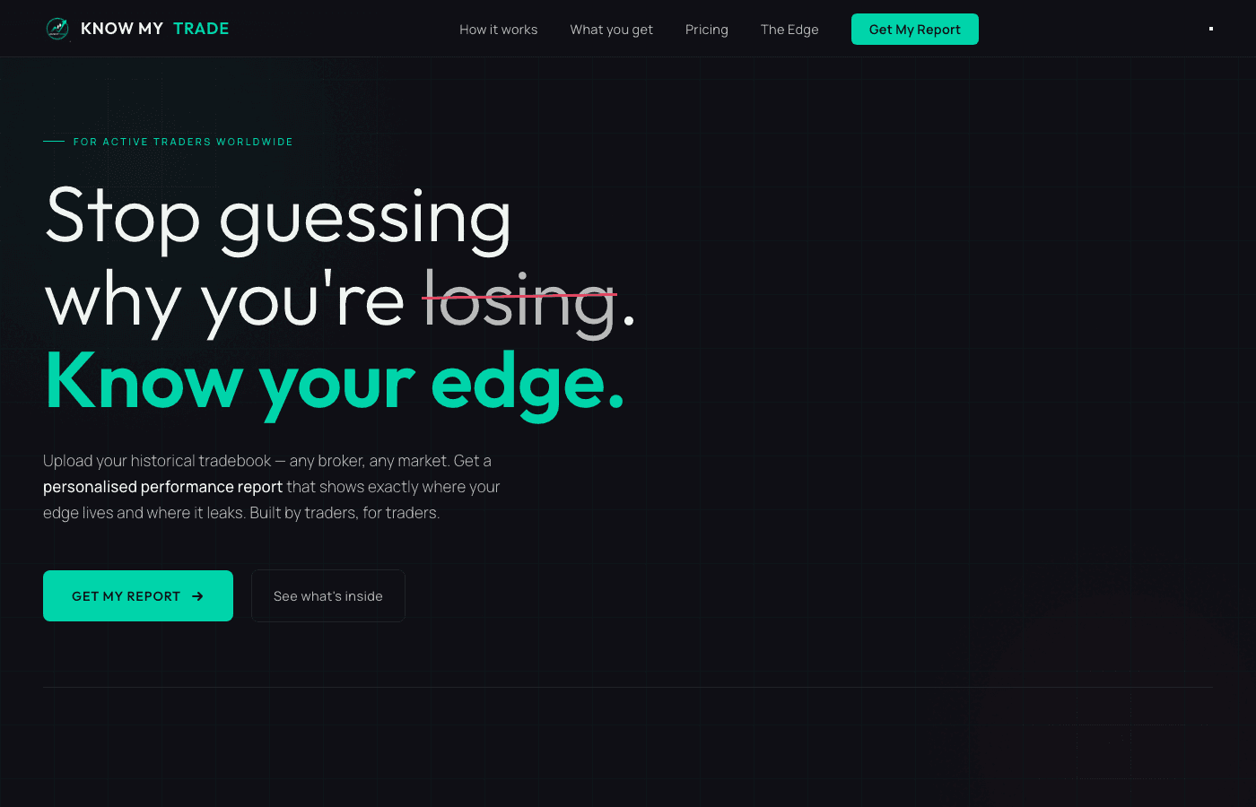Know My Trade — stop guessing why you're losing. Know your edge.